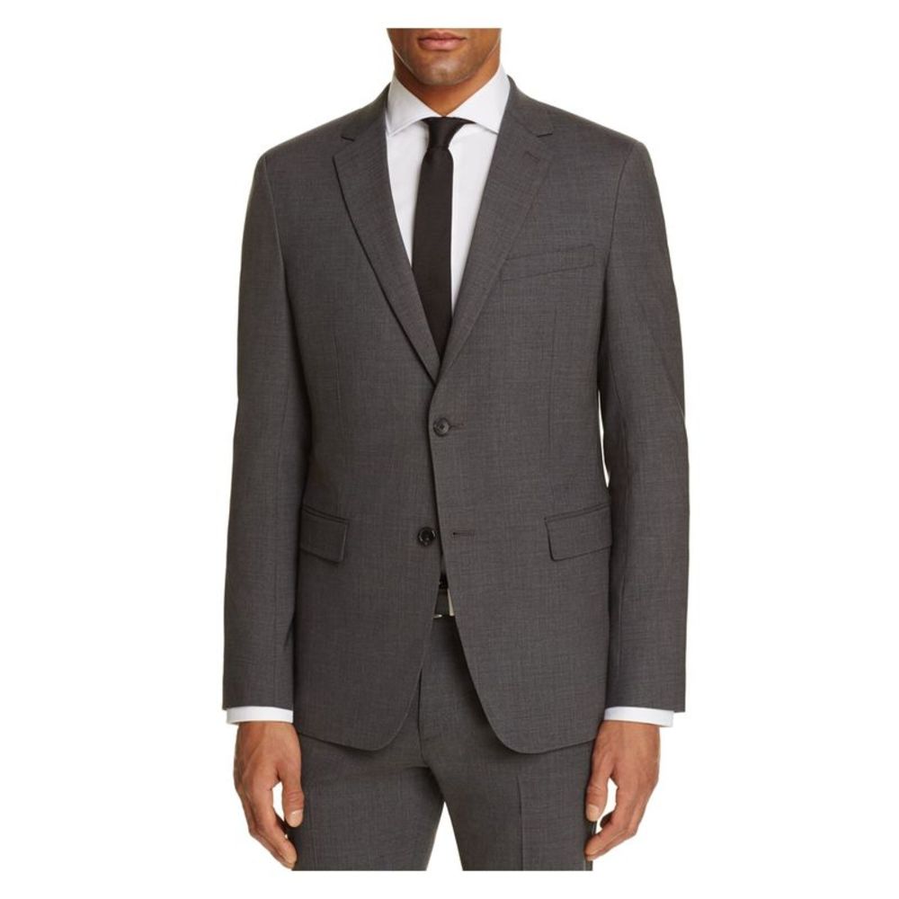 THEORY Mens Gray Single Breasted, Heather Suit Jacket 42R